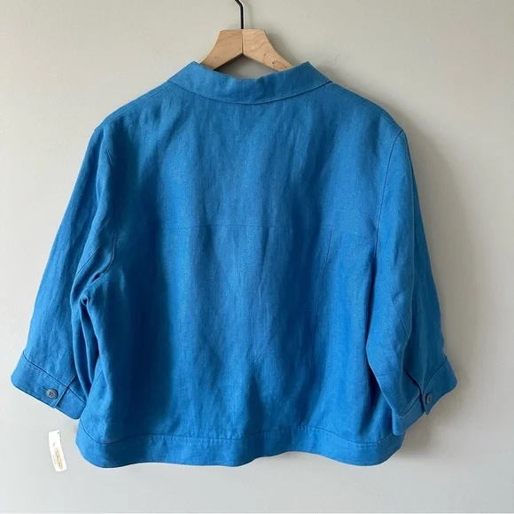 Talbots NWT Vintage Deadstock Blazer Jacket 100% Irish Linen Blue Lined 16W - Picture 4 of 12